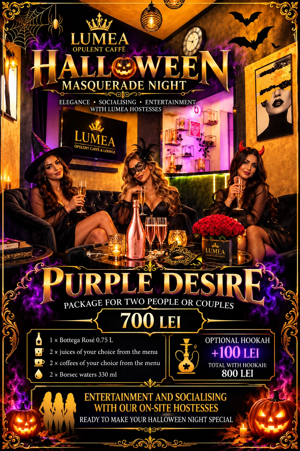 LUMEA Opulent Caffè — Purple Desire Halloween package for two, 700 LEI